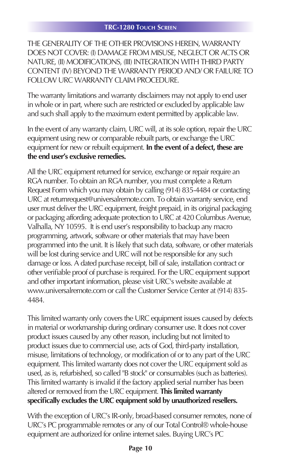 Universal Remote Control (URS) TRC-1280 User Manual | Page 13 / 20