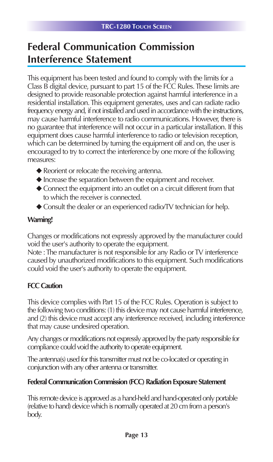 Universal Remote Control (URS) TRC-1280 User Manual | Page 16 / 20