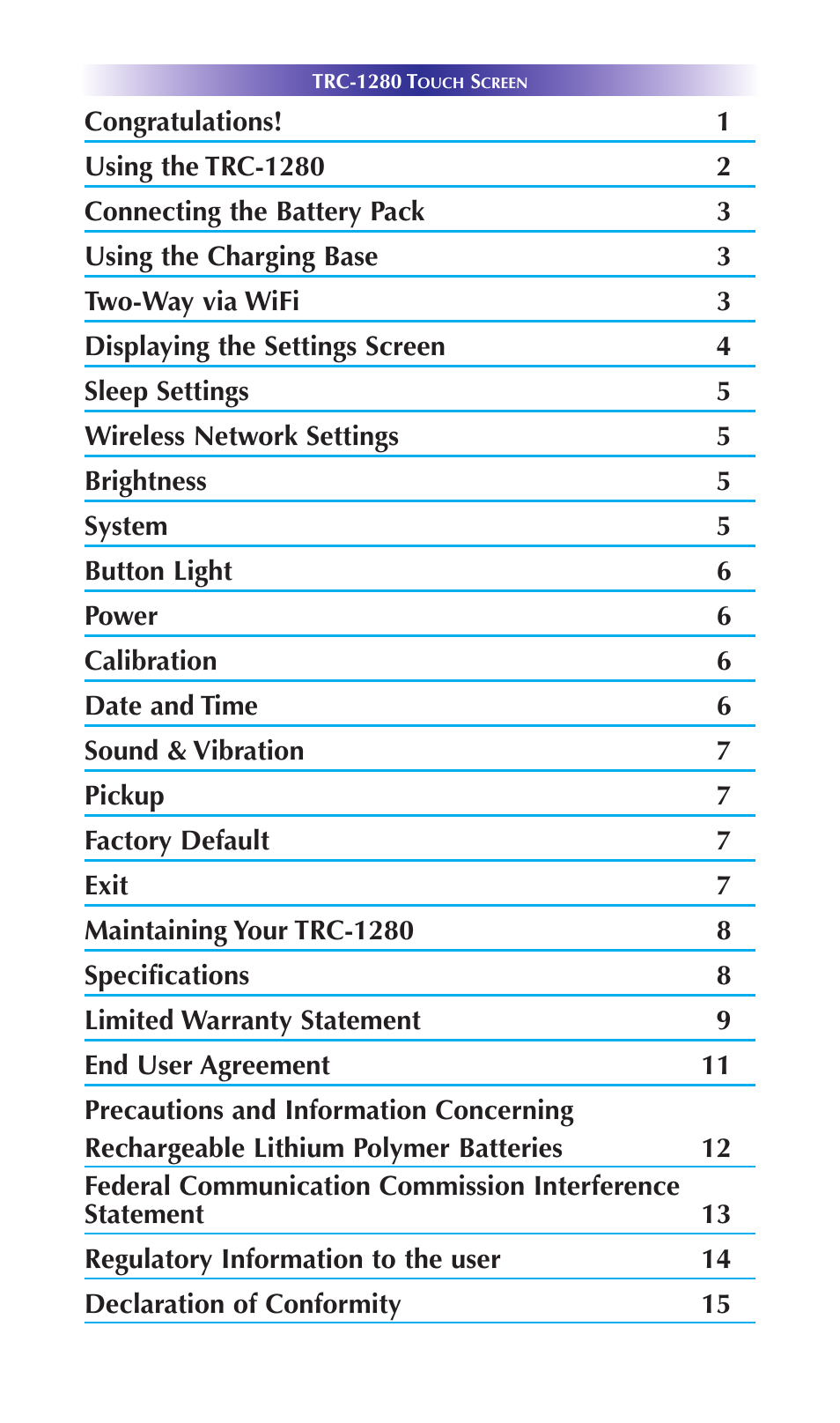 Universal Remote Control (URS) TRC-1280 User Manual | Page 3 / 20