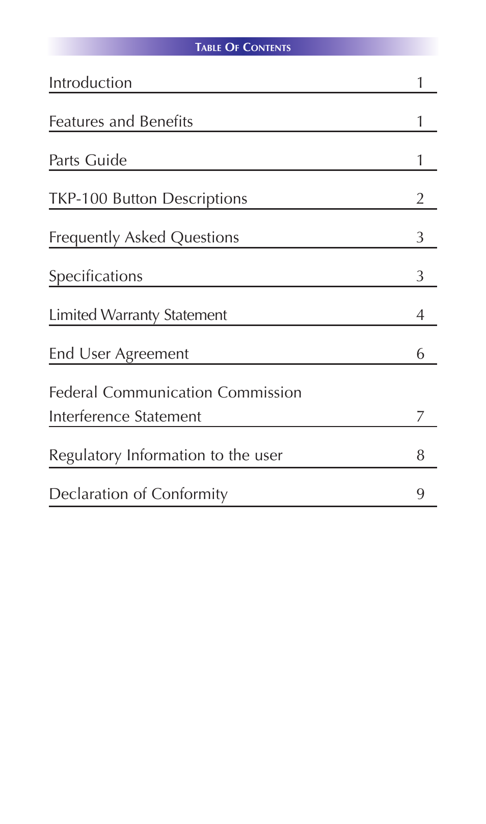 Universal Remote Control (URS) TKP-100 User Manual | Page 3 / 16