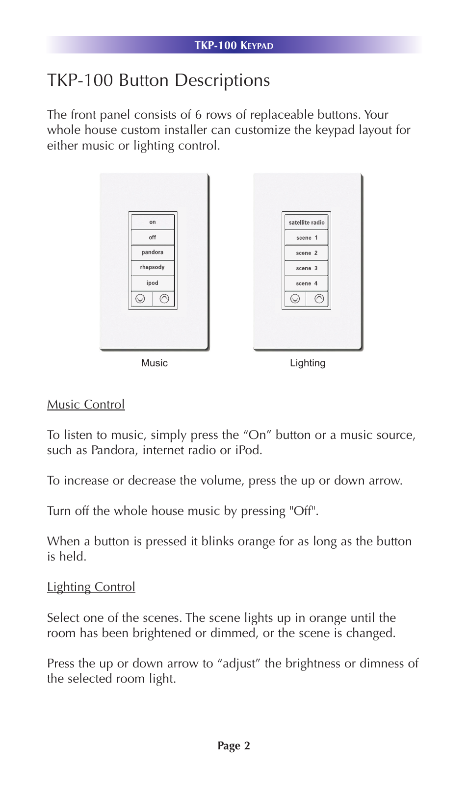 Tkp-100 button descriptions | Universal Remote Control (URS) TKP-100 User Manual | Page 5 / 16