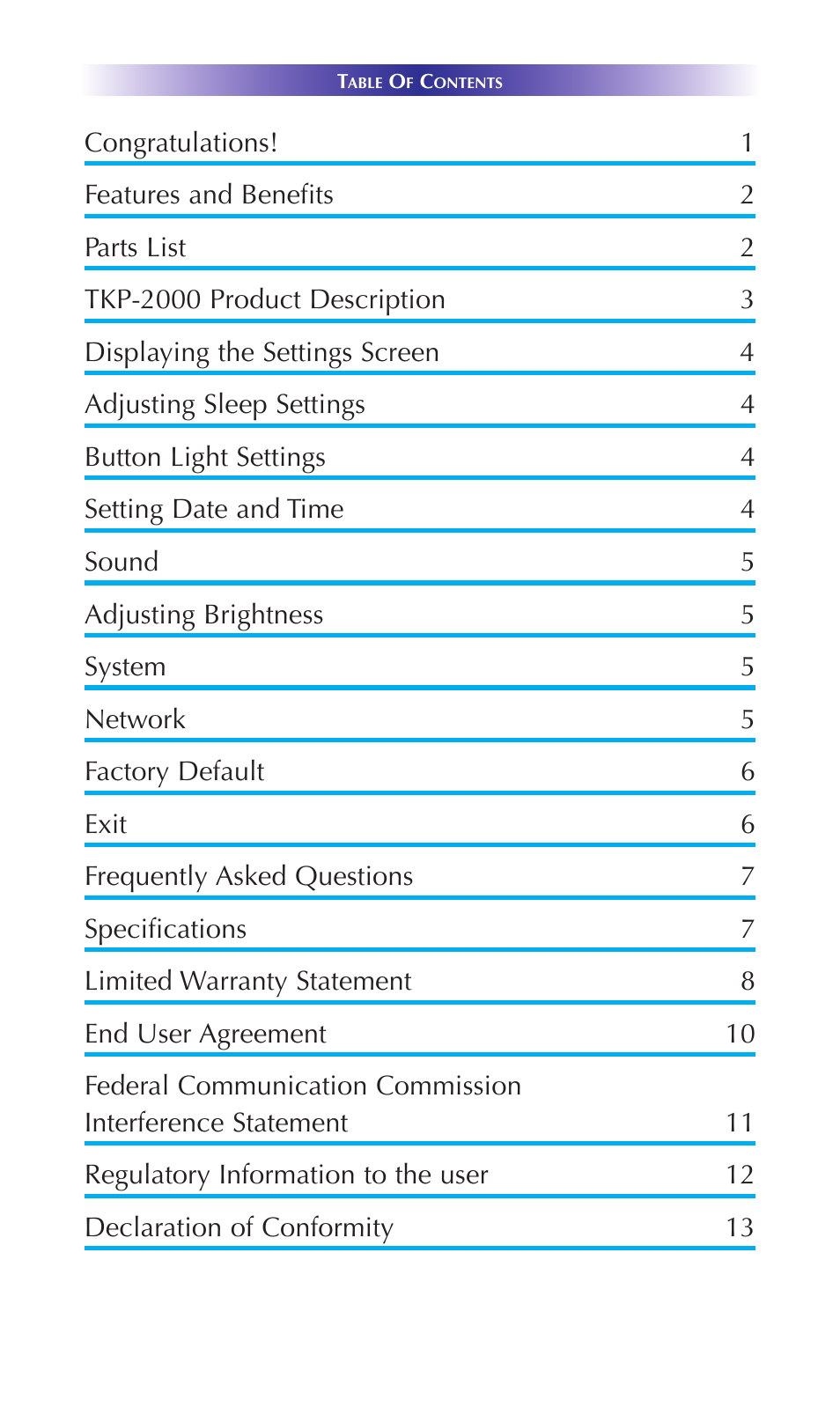 Universal Remote Control (URS) TKP-2000 User Manual | Page 3 / 20