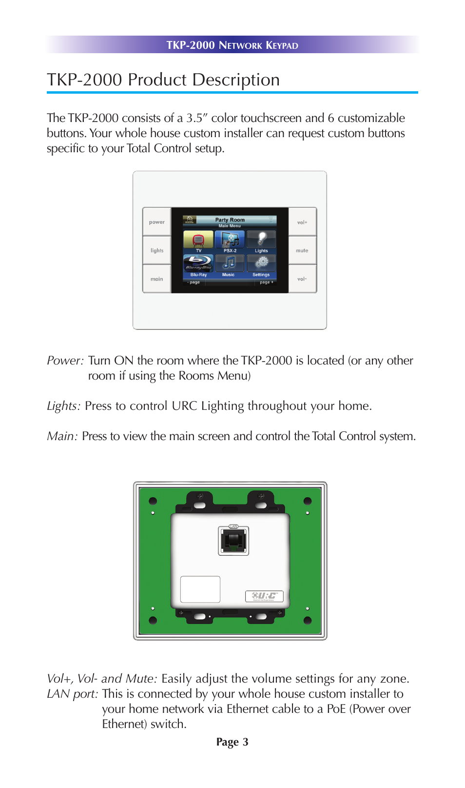 Tkp-2000 product description | Universal Remote Control (URS) TKP-2000 User Manual | Page 6 / 20