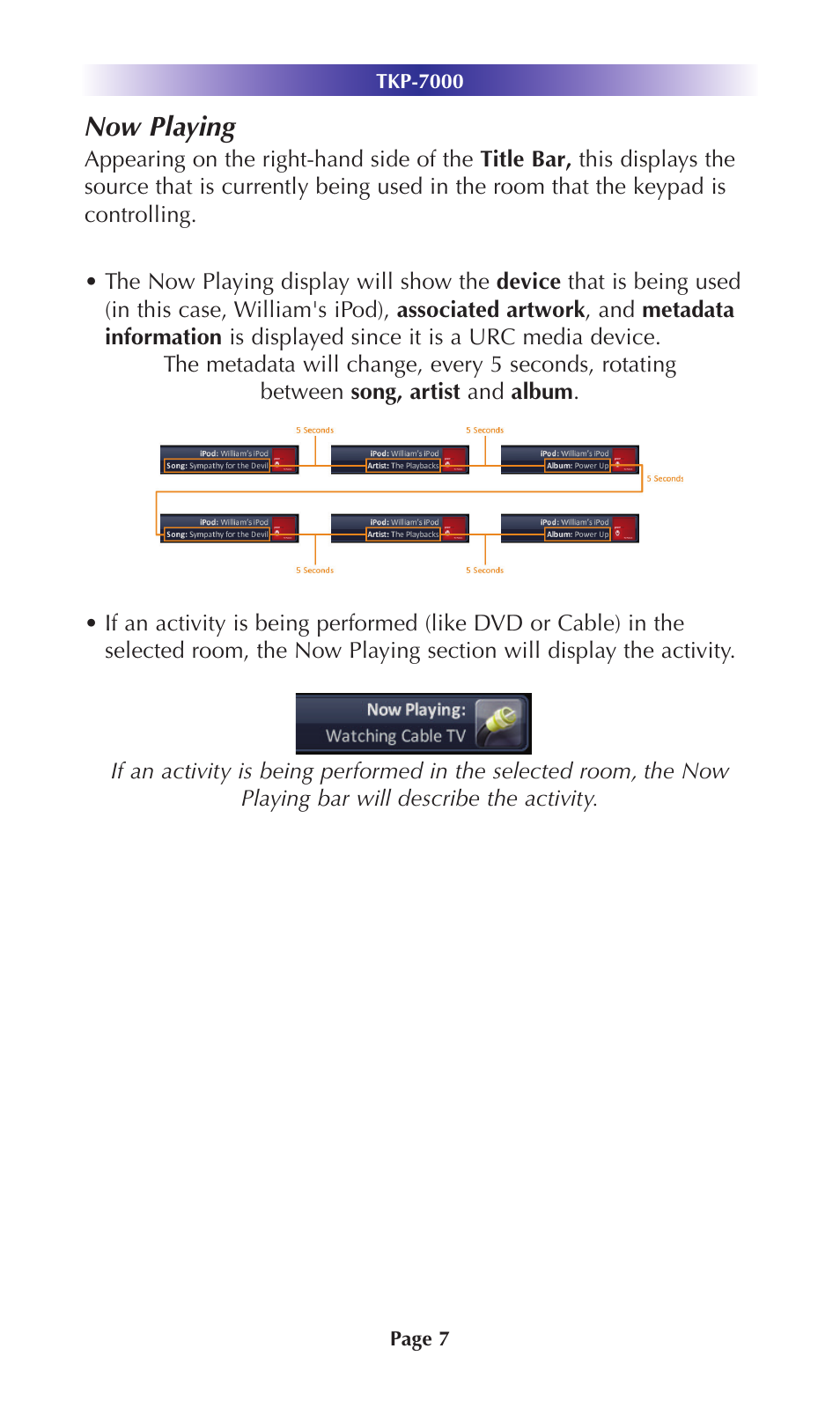 Now playing | Universal Remote Control (URS) TKP-7000 User Manual | Page 10 / 40