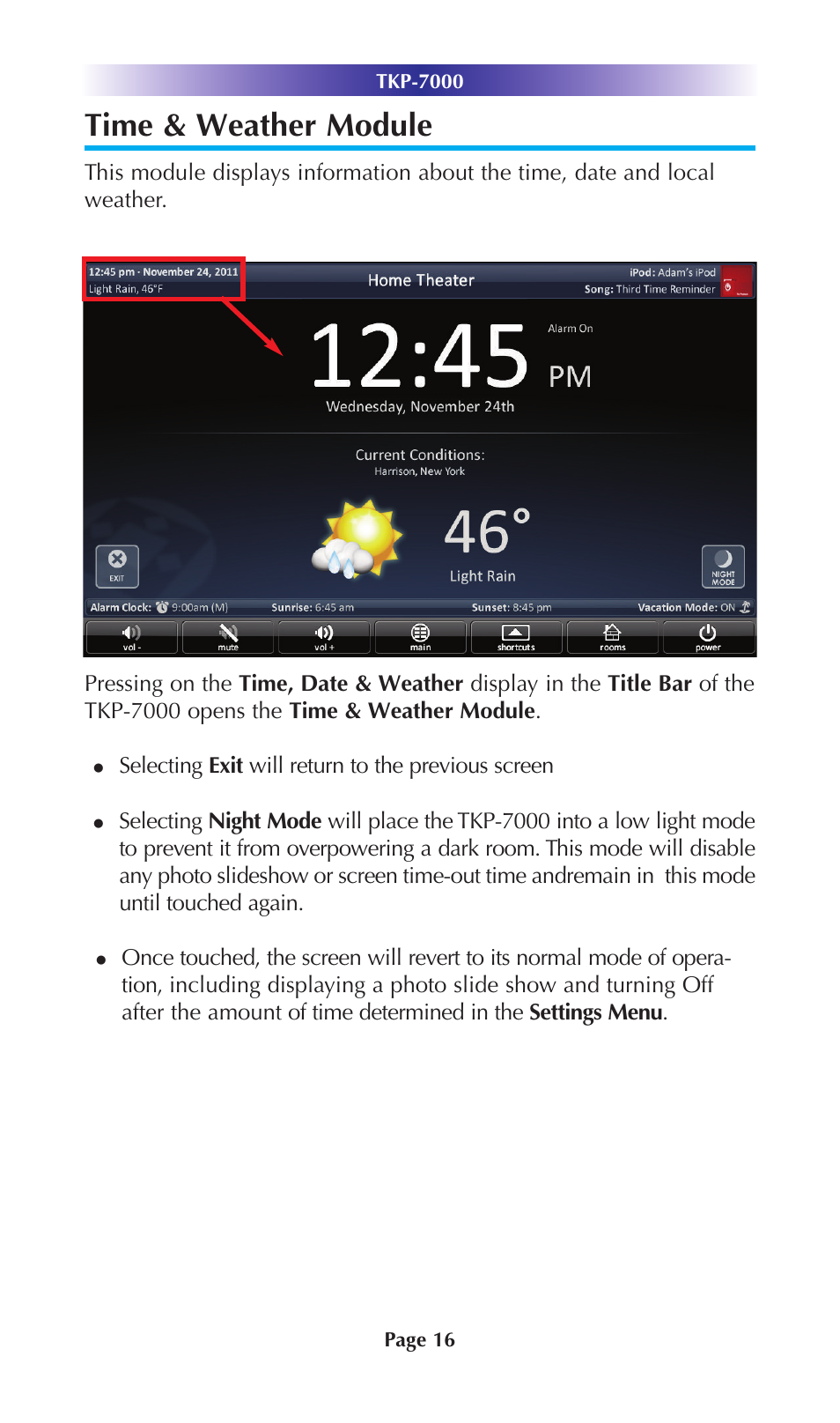 Time & weather module | Universal Remote Control (URS) TKP-7000 User Manual | Page 19 / 40