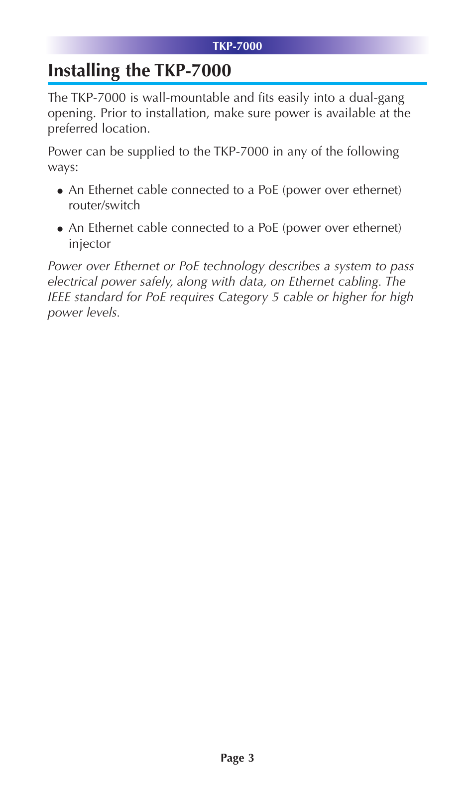 Installing the tkp-7000 | Universal Remote Control (URS) TKP-7000 User Manual | Page 6 / 40