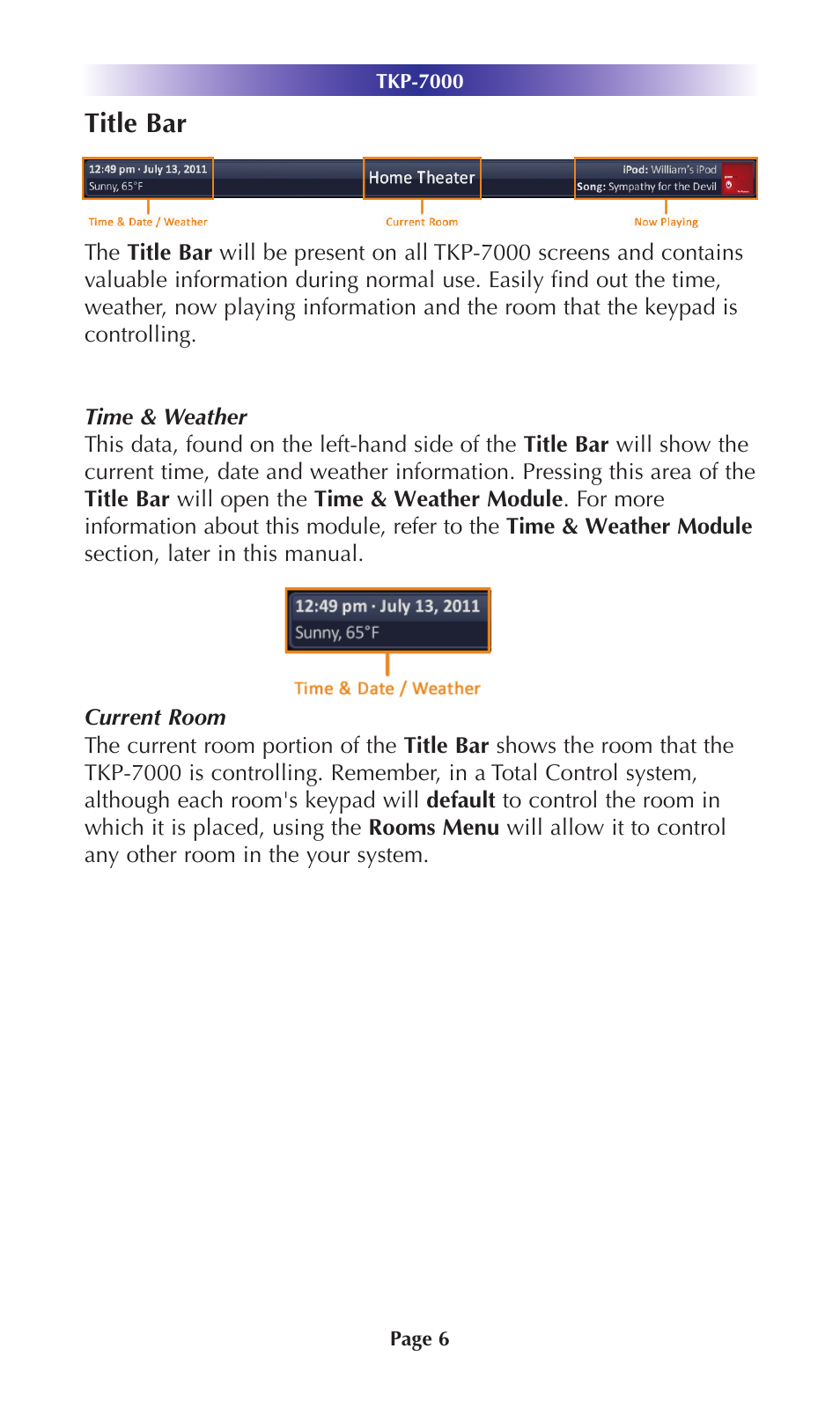 Title bar | Universal Remote Control (URS) TKP-7000 User Manual | Page 9 / 40