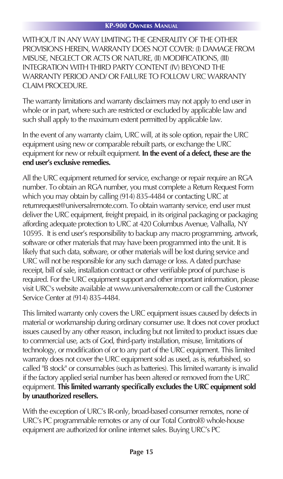 Universal Remote Control (URS) KP-900 User Manual | Page 18 / 23