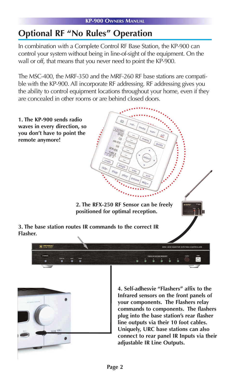 Optional rf “no rules” operation | Universal Remote Control (URS) KP-900 User Manual | Page 5 / 23