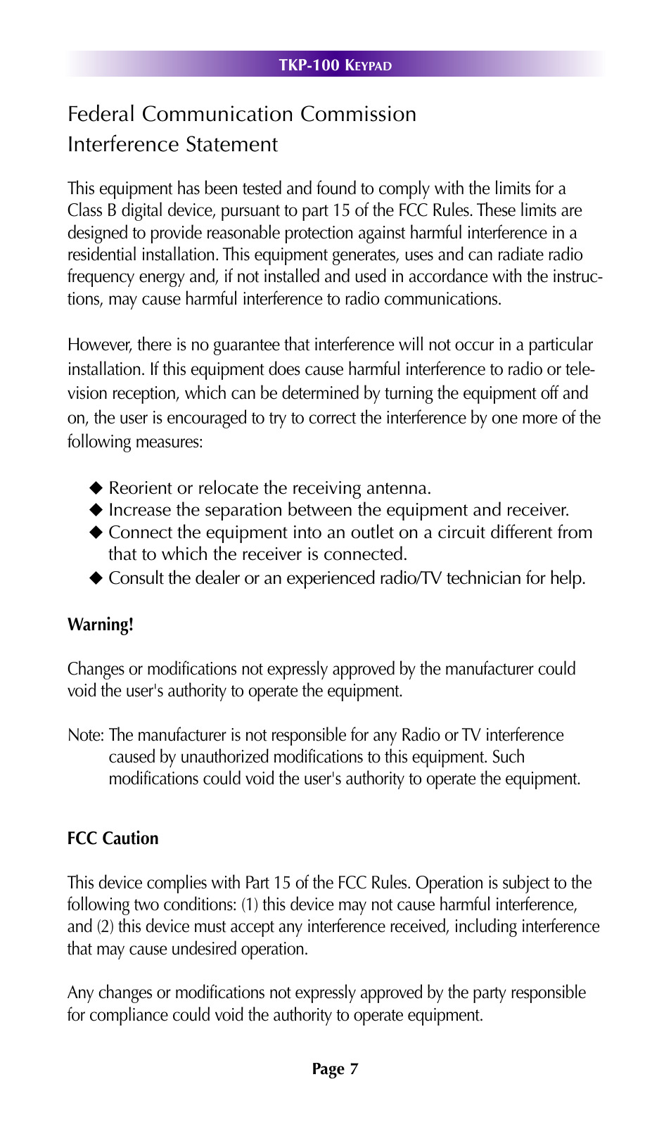 Universal Remote Control (URS) TKP-100 User Manual | Page 10 / 15