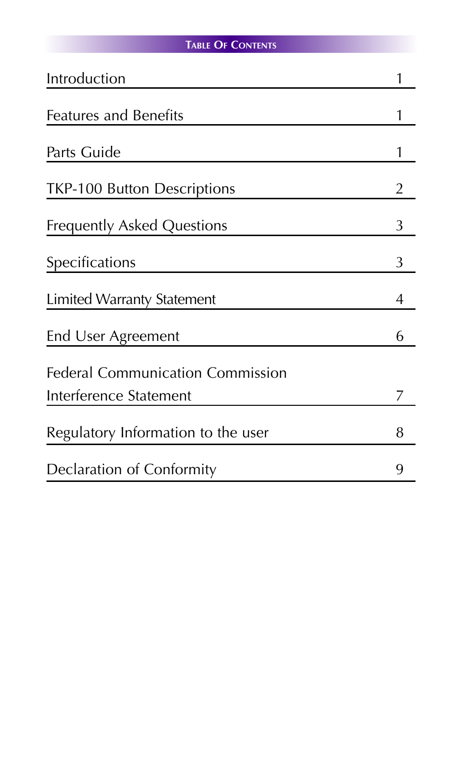 Universal Remote Control (URS) TKP-100 User Manual | Page 3 / 15