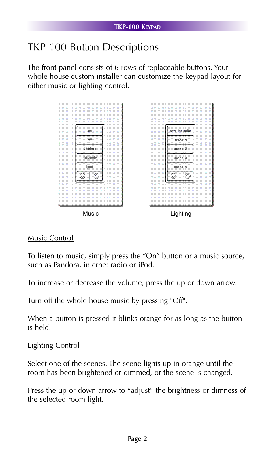 Tkp-100 button descriptions | Universal Remote Control (URS) TKP-100 User Manual | Page 5 / 15