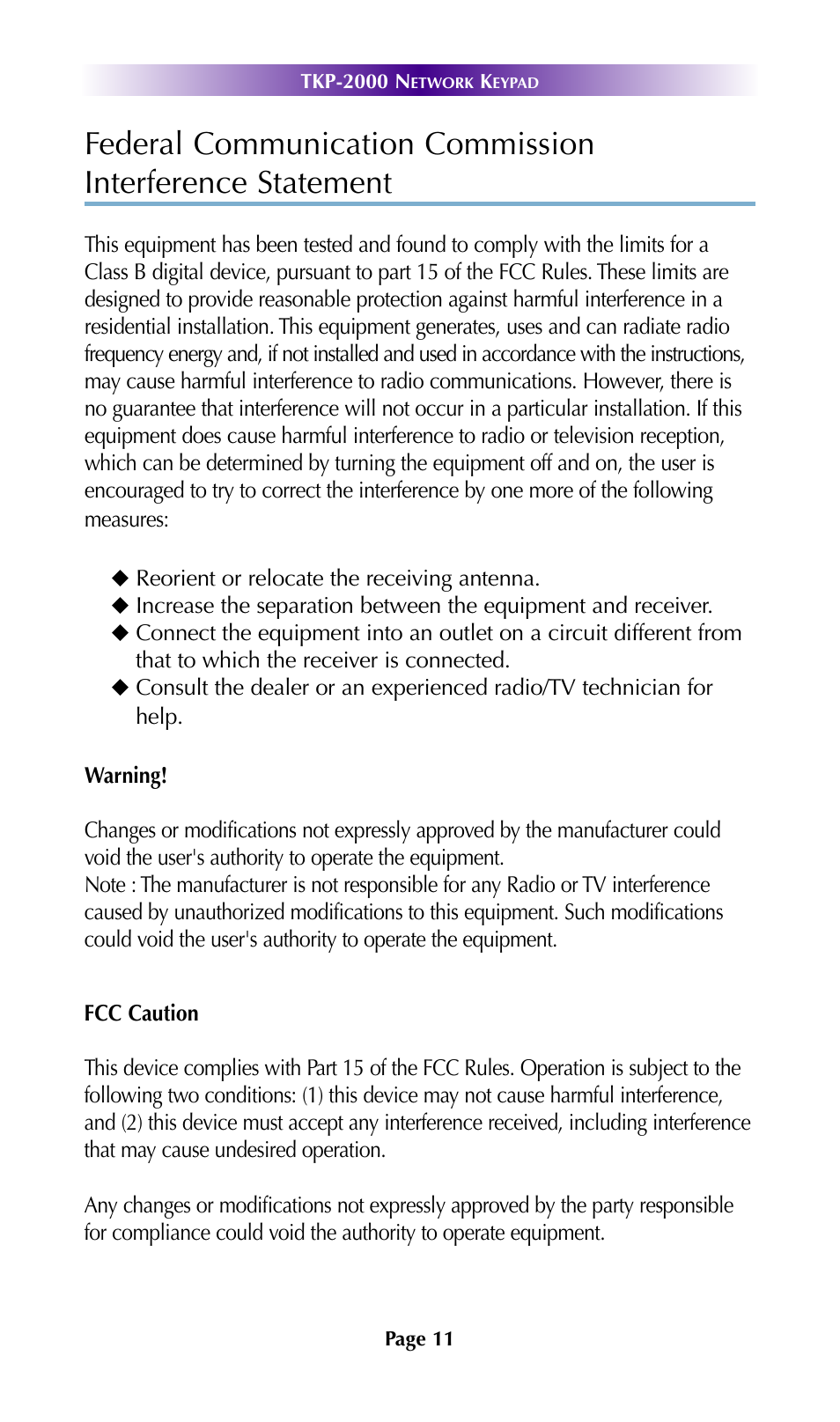 Universal Remote Control (URS) TKP-2000 User Manual | Page 14 / 19