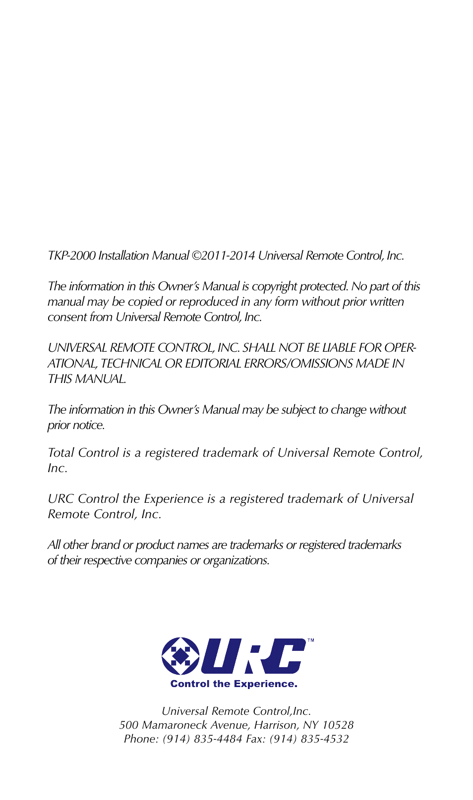 Features and benefits, Parts list | Universal Remote Control (URS) TKP-2000 User Manual | Page 2 / 19