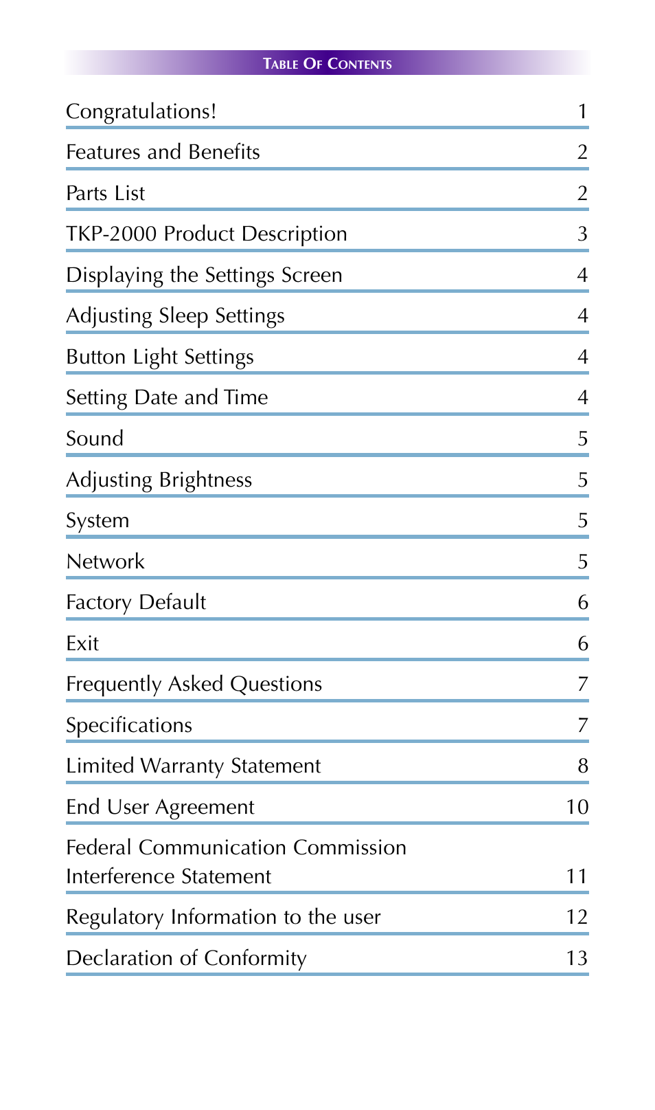 Tkp-2000 product description | Universal Remote Control (URS) TKP-2000 User Manual | Page 3 / 19