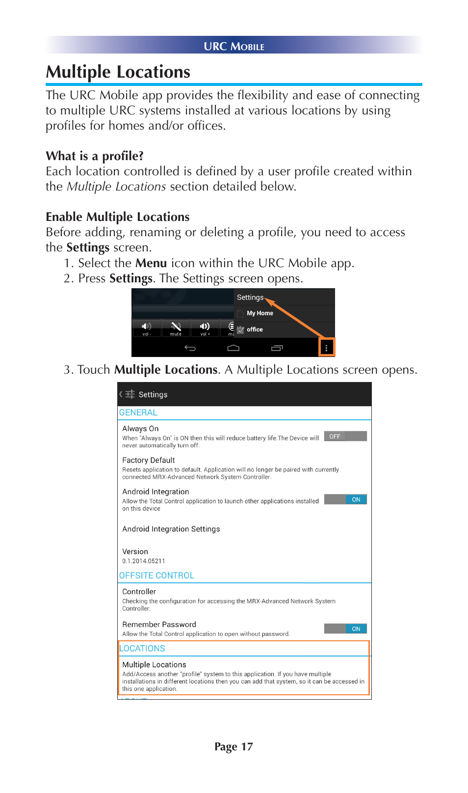 Multiple locations | Universal Remote Control (URS) Mobile for Android User Manual | Page 22 / 41