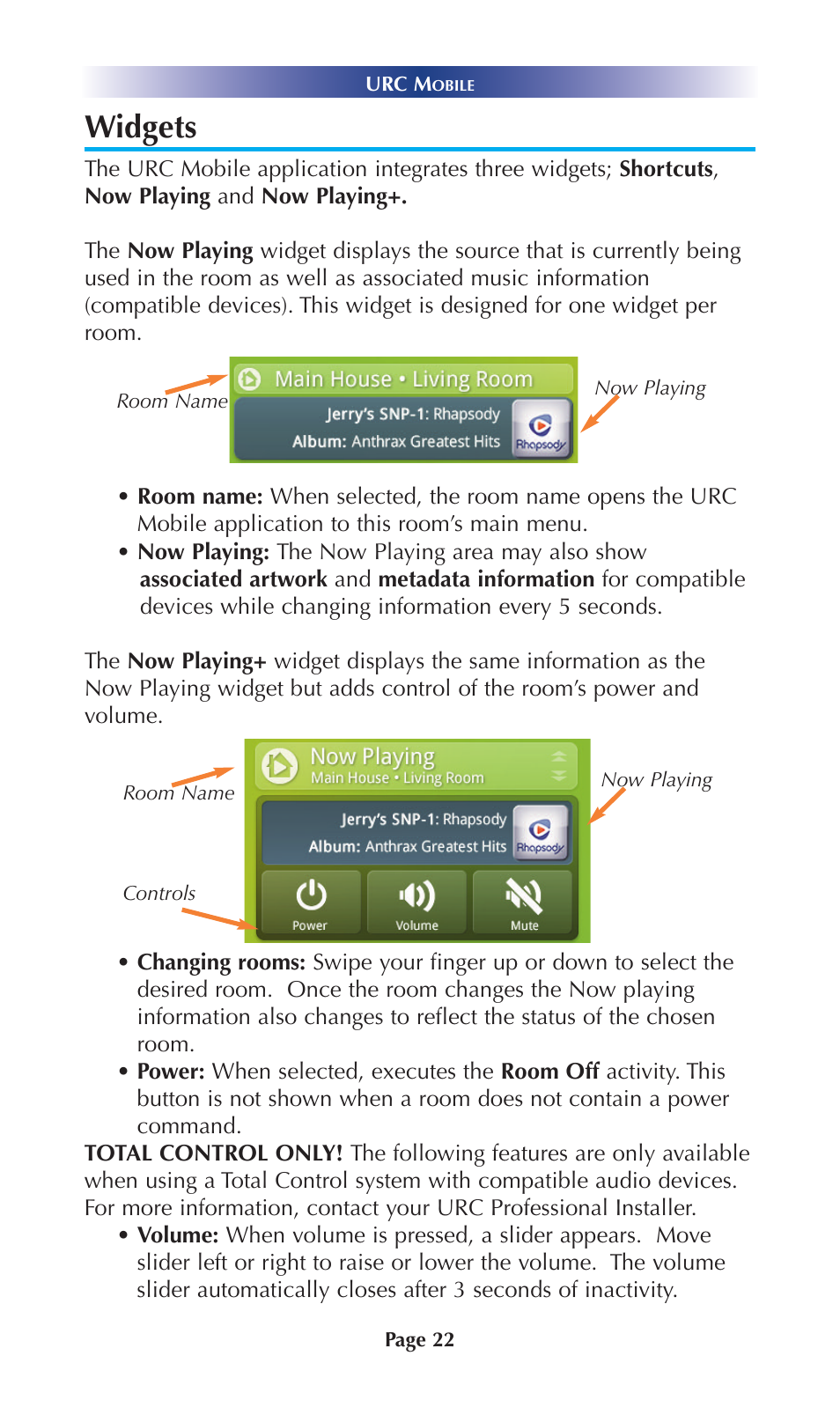 Widgets | Universal Remote Control (URS) Mobile for Android User Manual | Page 27 / 41