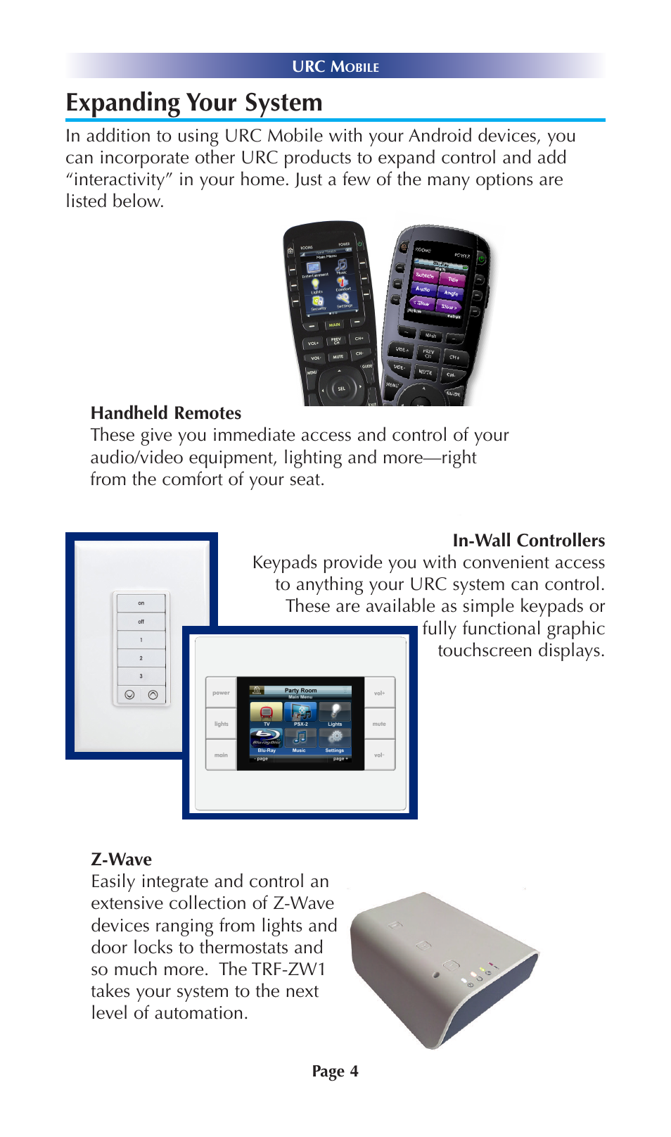 Expanding your system | Universal Remote Control (URS) Mobile for Android User Manual | Page 9 / 41