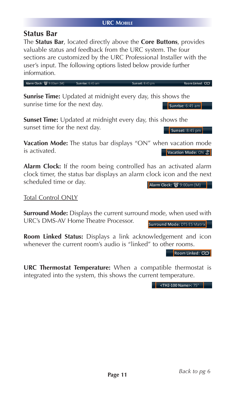 Status bar | Universal Remote Control (URS) Mobile for iOS v2 User Manual | Page 16 / 34