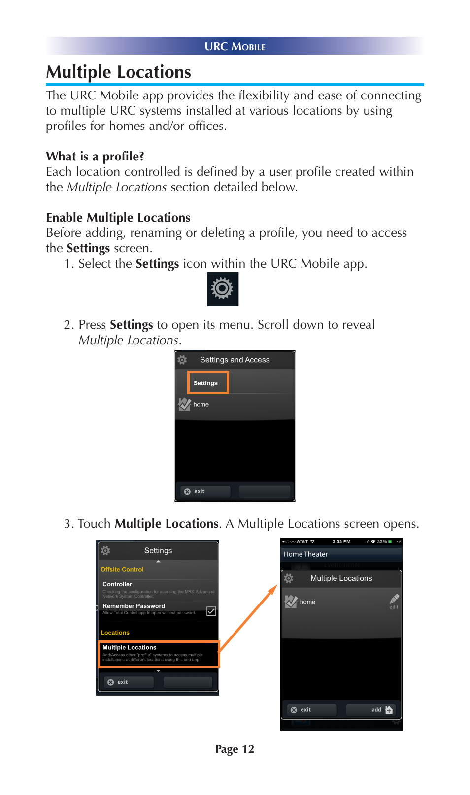 Multiple locations | Universal Remote Control (URS) Mobile for iOS v2 User Manual | Page 17 / 34