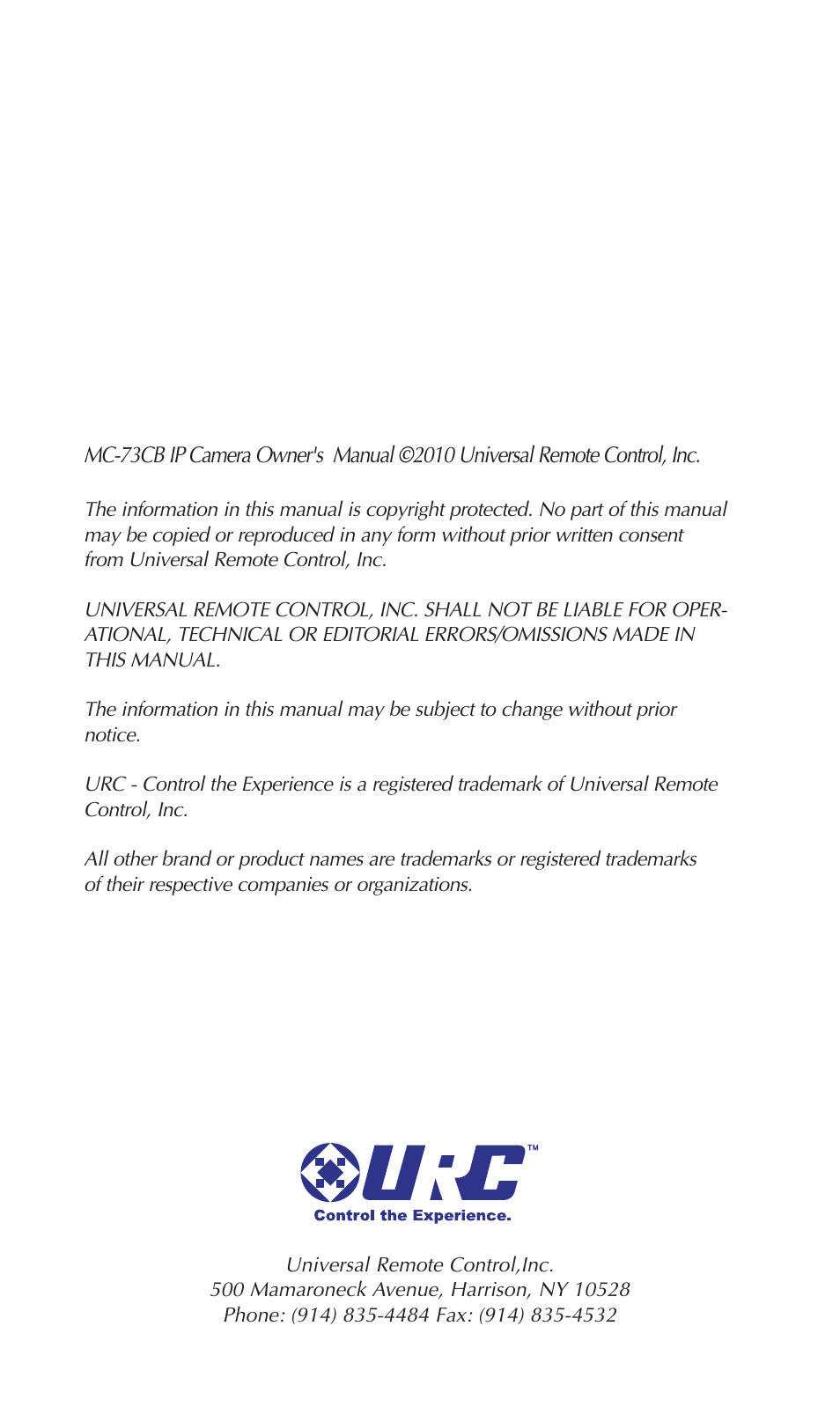 Universal Remote Control (URS) MC-73CB User Manual | Page 2 / 12