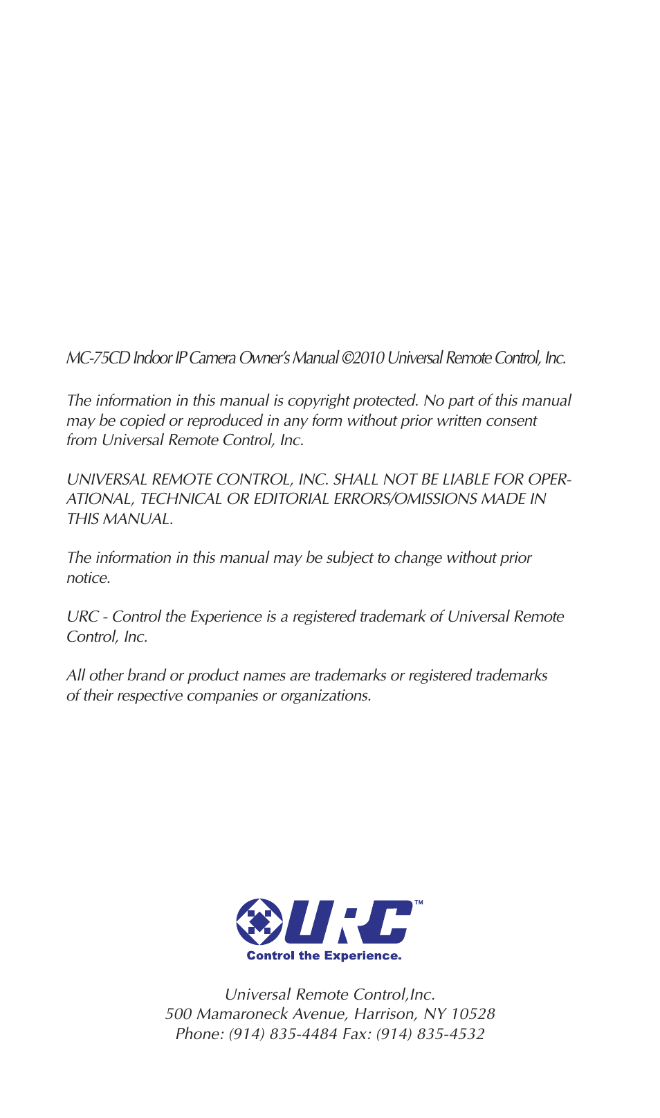 Universal Remote Control (URS) MC-75CD User Manual | Page 2 / 12