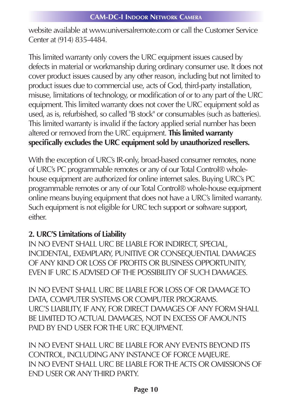 Universal Remote Control (URS) CAM-DC-I User Manual | Page 13 / 19