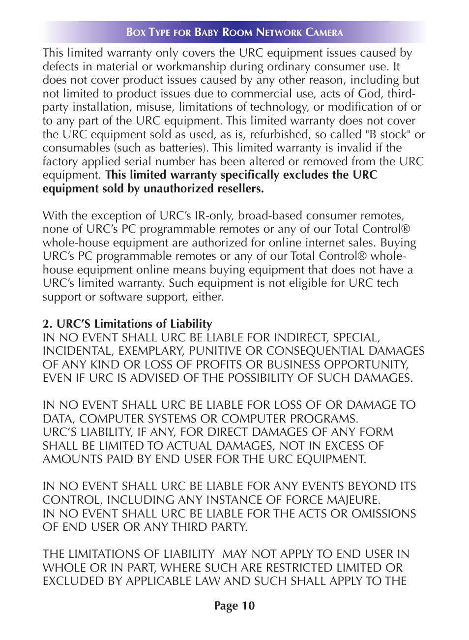 Universal Remote Control (URS) CAM-MC User Manual | Page 13 / 20