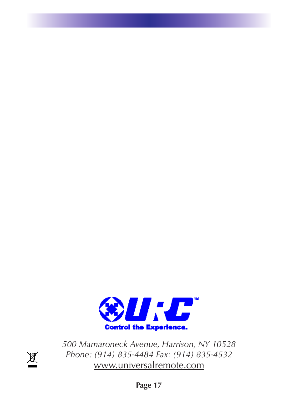 Universal Remote Control (URS) CAM-MC User Manual | Page 20 / 20