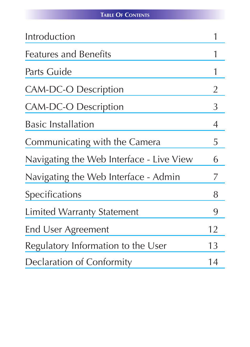 Universal Remote Control (URS) CAM-DC-O-OM User Manual | Page 3 / 20