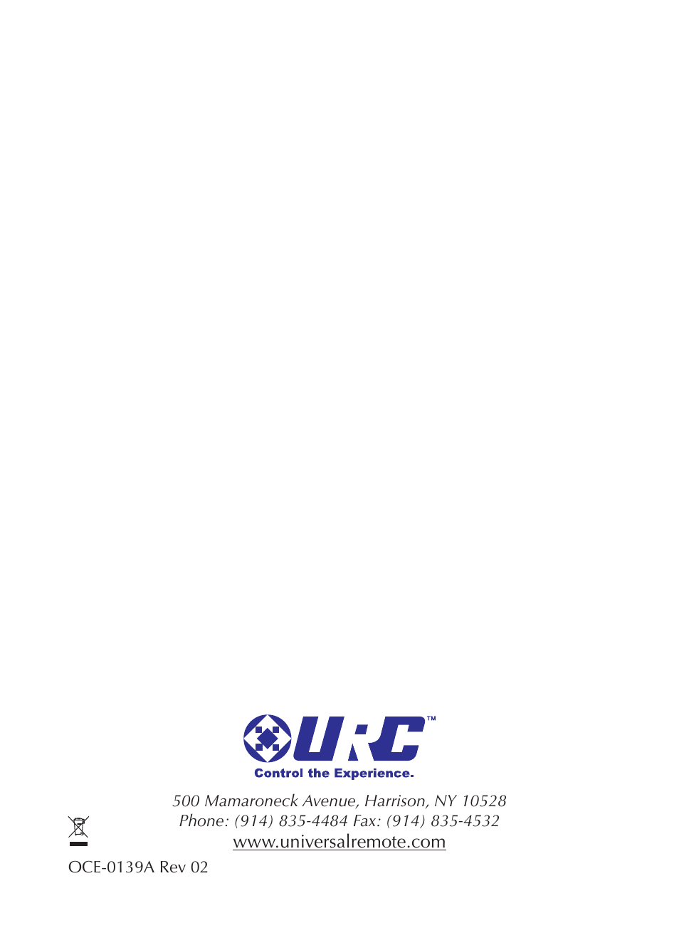 Universal Remote Control (URS) CAM-DC-I Rev 02 User Manual | Page 20 / 20
