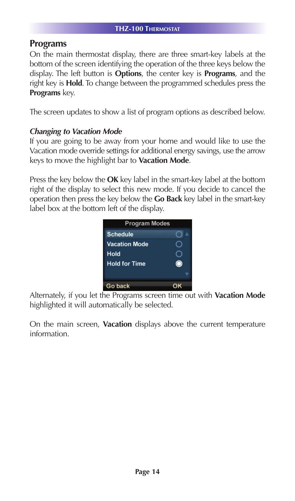 Programs | Universal Remote Control (URS) THZ-100 Rev 03 User Manual | Page 18 / 52