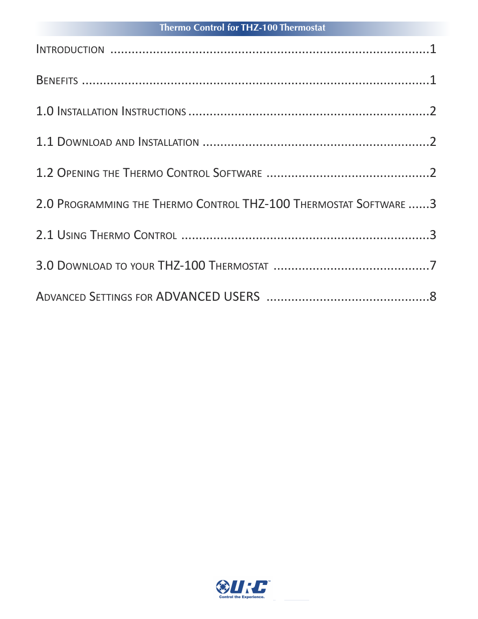 Universal Remote Control (URS) Thermo Control User Manual | Page 2 / 12