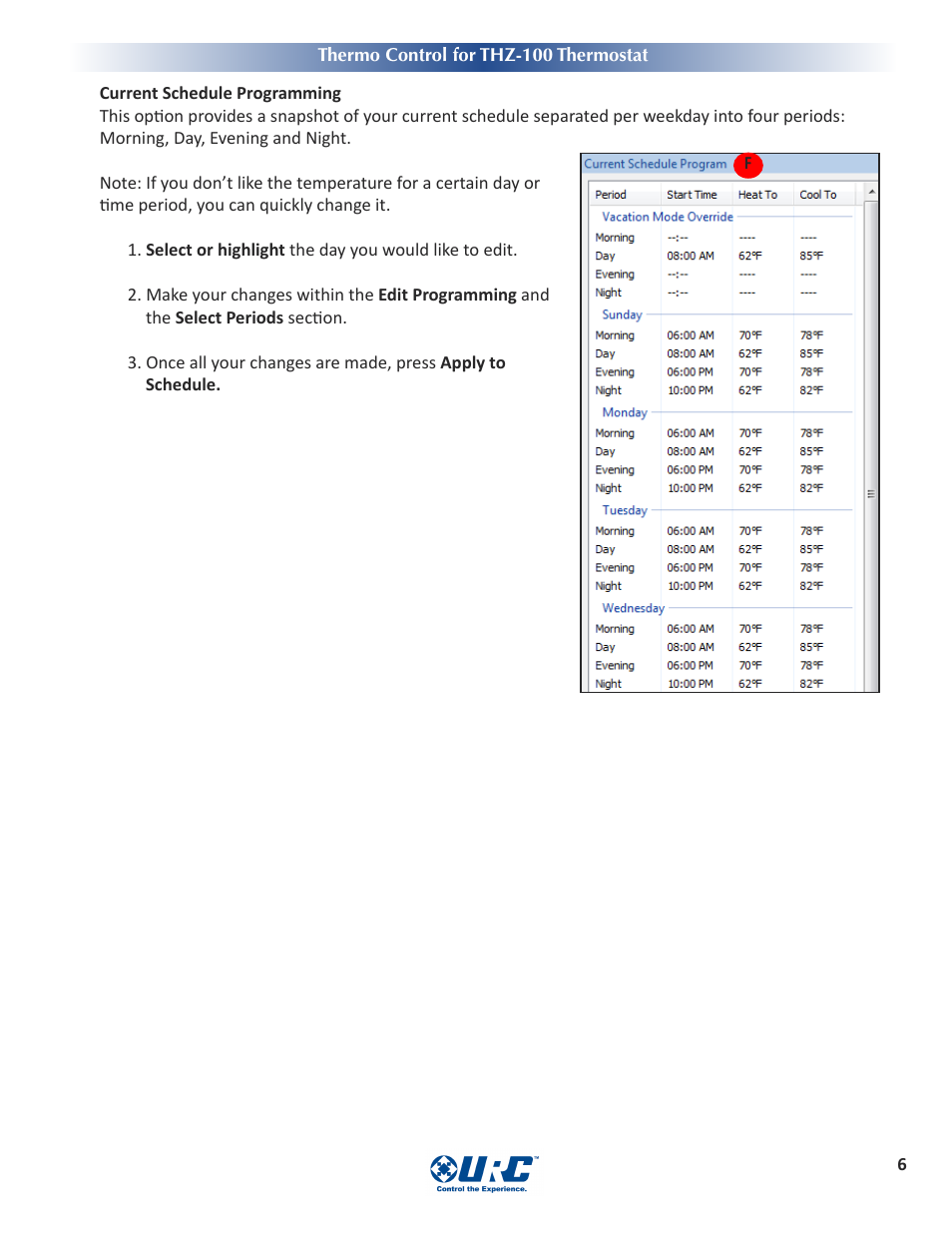 Universal Remote Control (URS) Thermo Control User Manual | Page 8 / 12