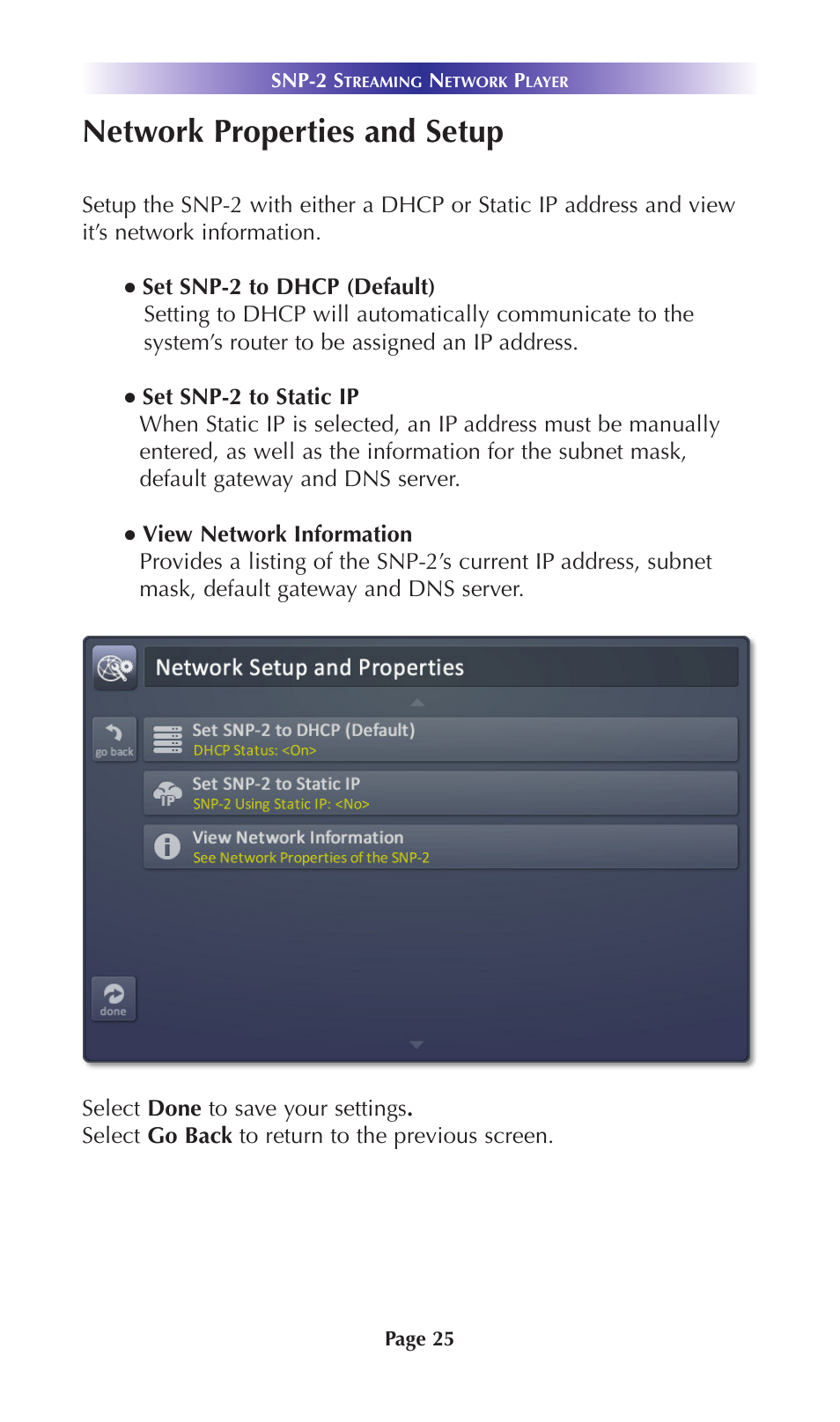 Network properties and setup | Universal Remote Control (URS) SNP-2 User Manual | Page 28 / 36