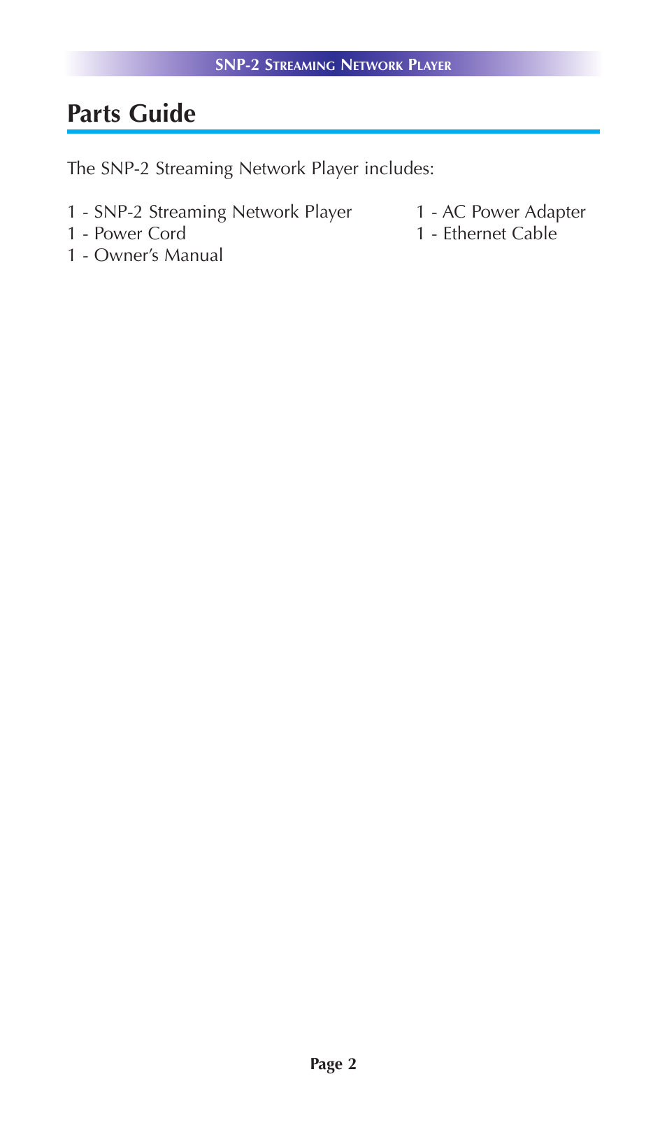 Parts guide | Universal Remote Control (URS) SNP-2 User Manual | Page 5 / 36