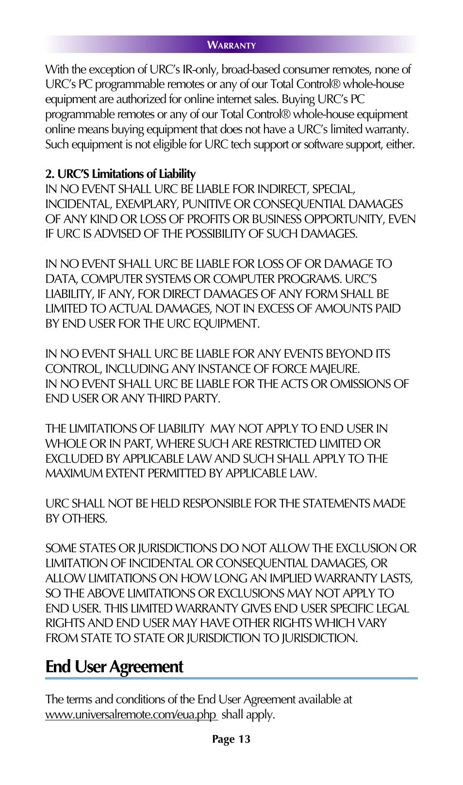 End user agreement | Universal Remote Control (URS) DMS-100 7.9.14 User Manual | Page 15 / 19