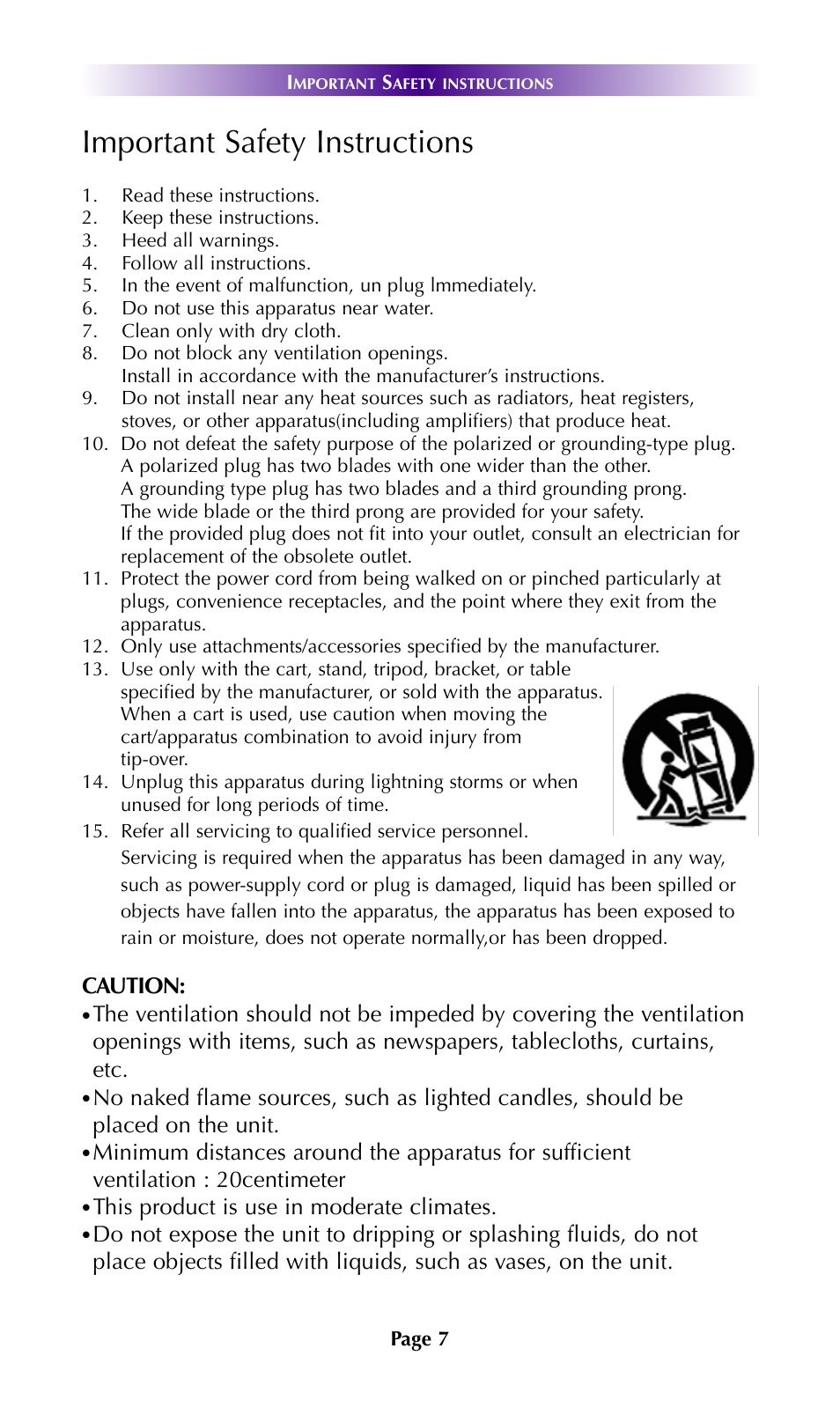 Important safety instructions, Caution, This product is use in moderate climates | Universal Remote Control (URS) DMS-1200 7.9.14 User Manual | Page 10 / 18