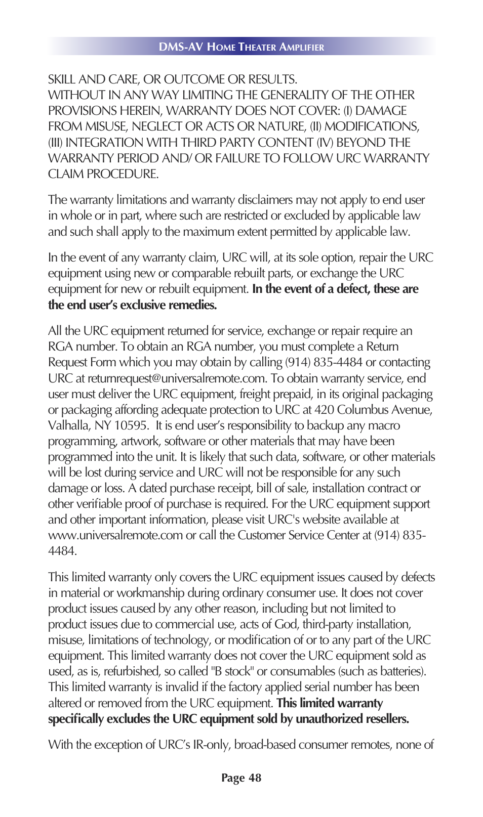 Universal Remote Control (URS) DMS-AV TSP20007.10.14 User Manual | Page 47 / 50
