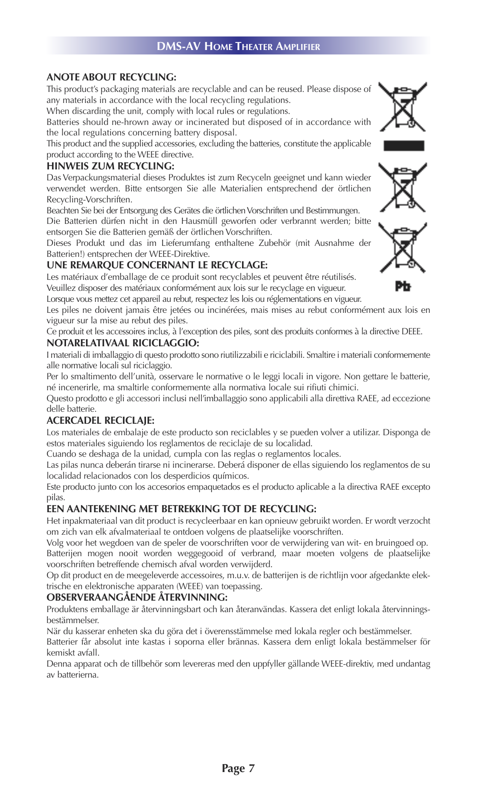 Page 7 dms-av h | Universal Remote Control (URS) DMS-AV TSP20007.10.14 User Manual | Page 6 / 50