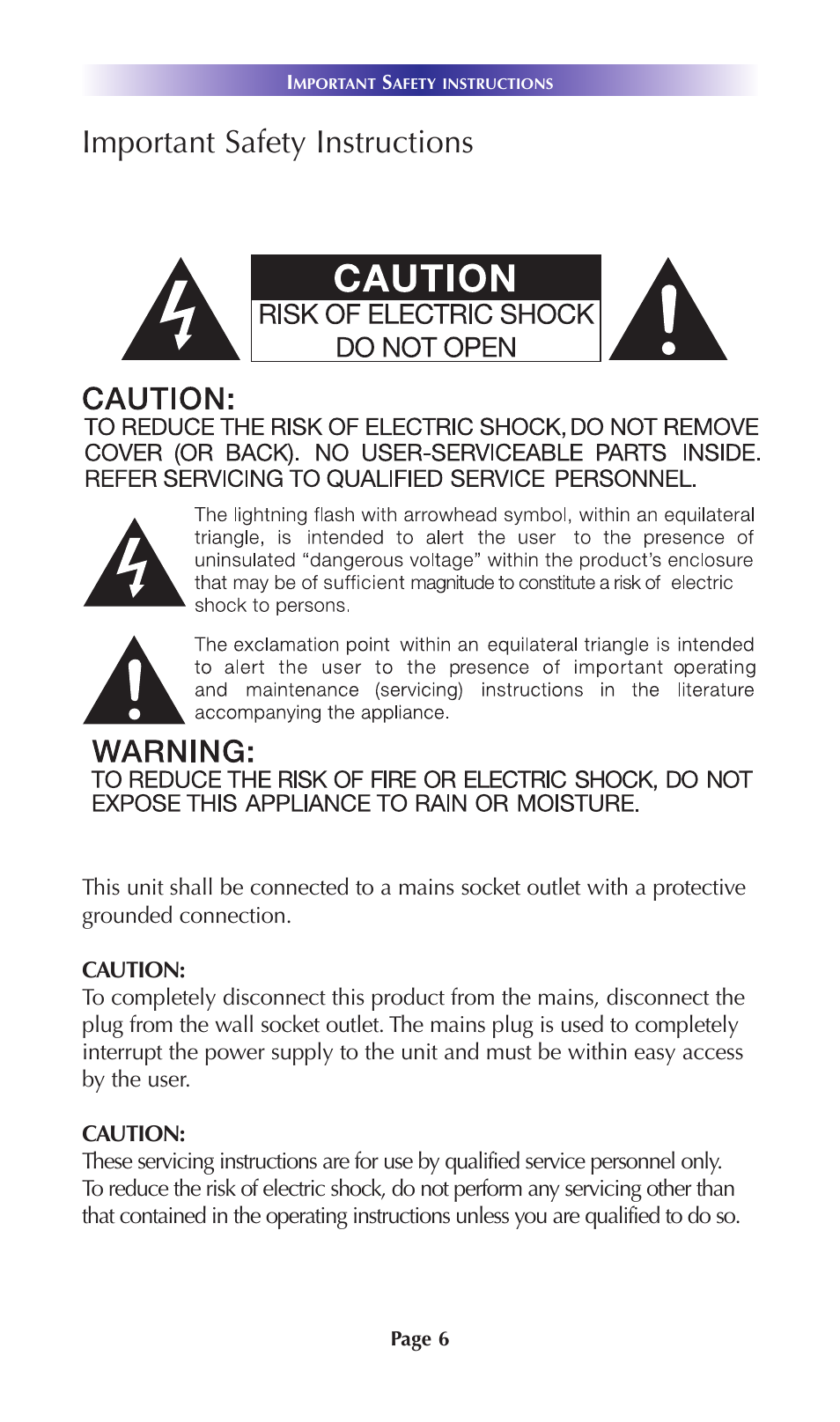 Important safety instructions | Universal Remote Control (URS) DMS-1200 User Manual | Page 10 / 20