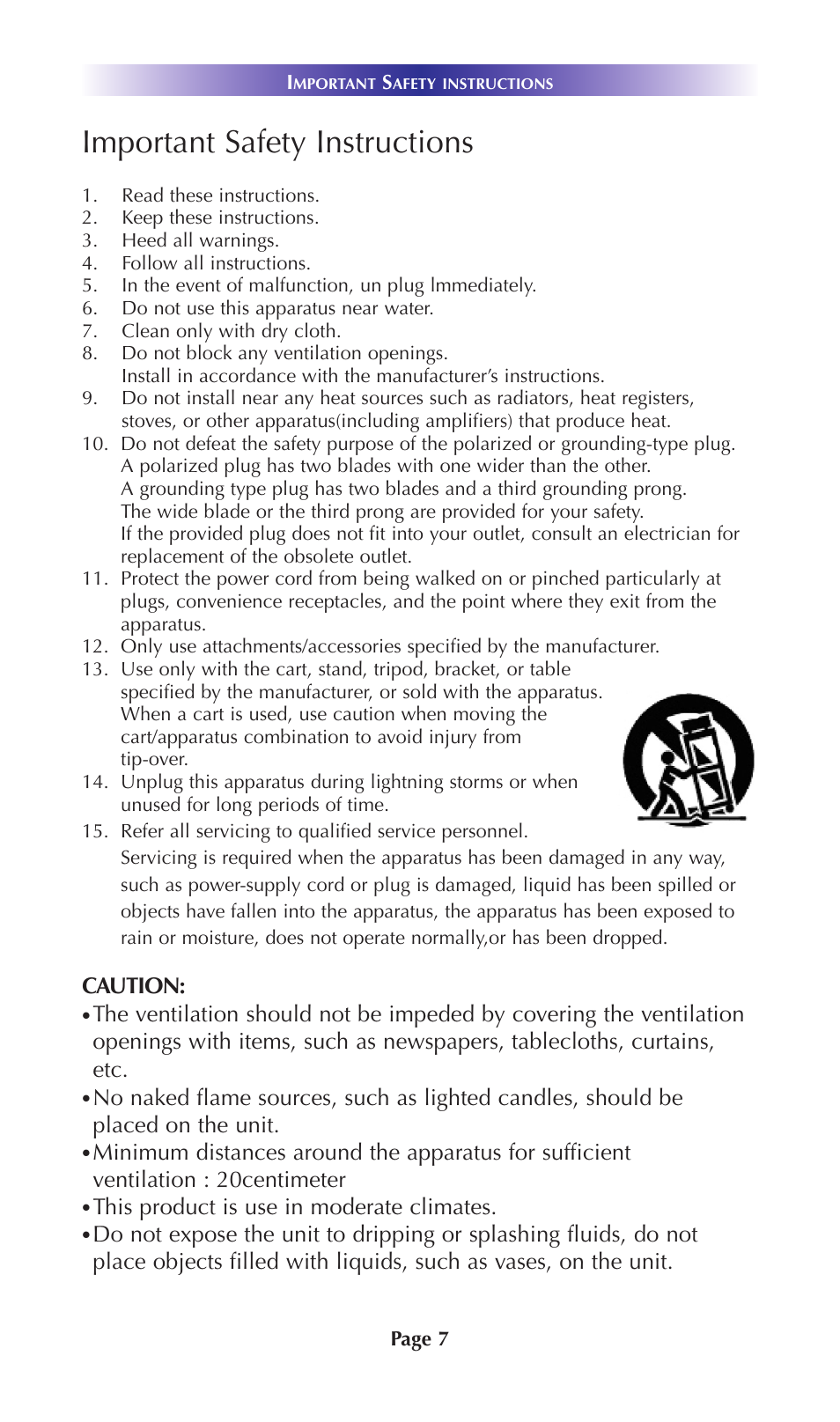 Important safety instructions, Caution, This product is use in moderate climates | Universal Remote Control (URS) DMS-1200 User Manual | Page 11 / 20