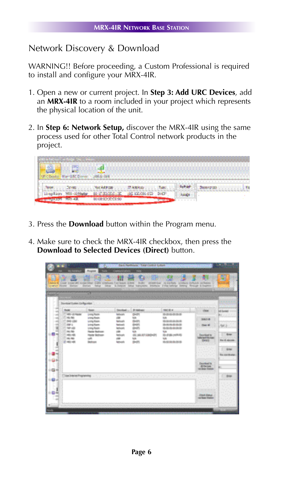 Network discovery & download | Universal Remote Control (URS) MRX-4IR 7.11.14 User Manual | Page 9 / 19