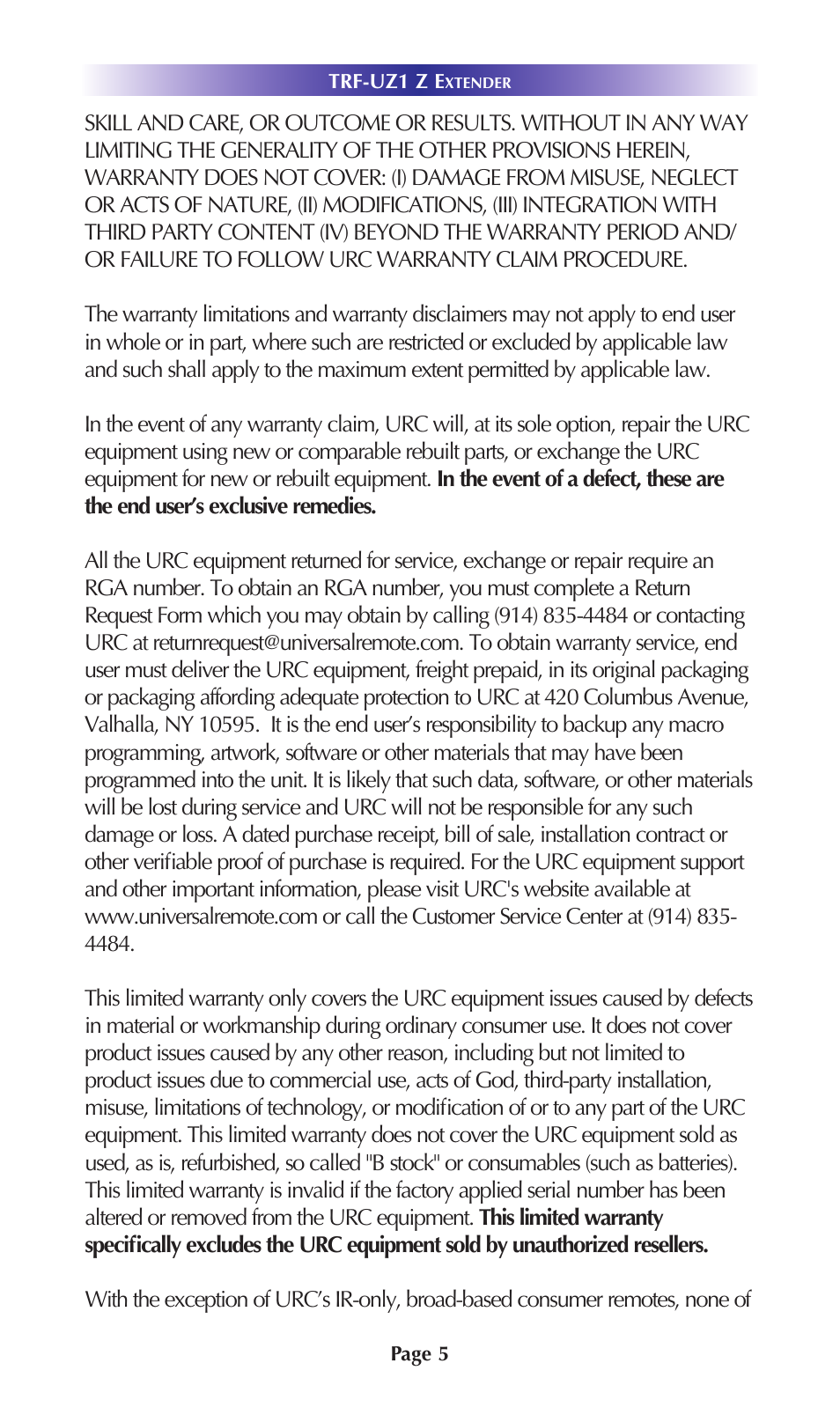 Universal Remote Control (URS) TRF-UZ1 7.10.14 User Manual | Page 8 / 17