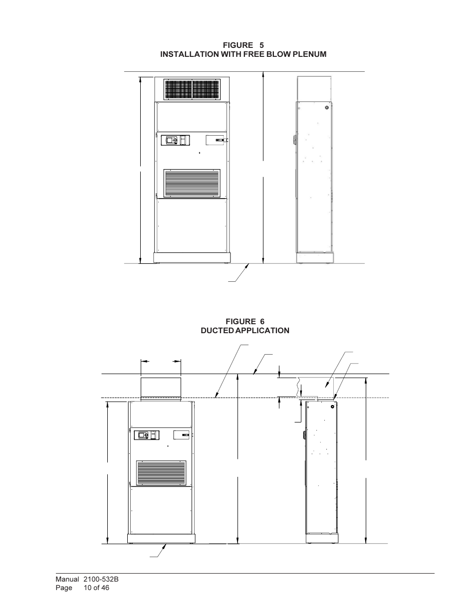 Figure 6 ducted application, Figure 5 installation with free blow plenum | Bard STAGED CAPACITY PACKAGED HEAT PUMP QW5S1 User Manual | Page 10 / 46