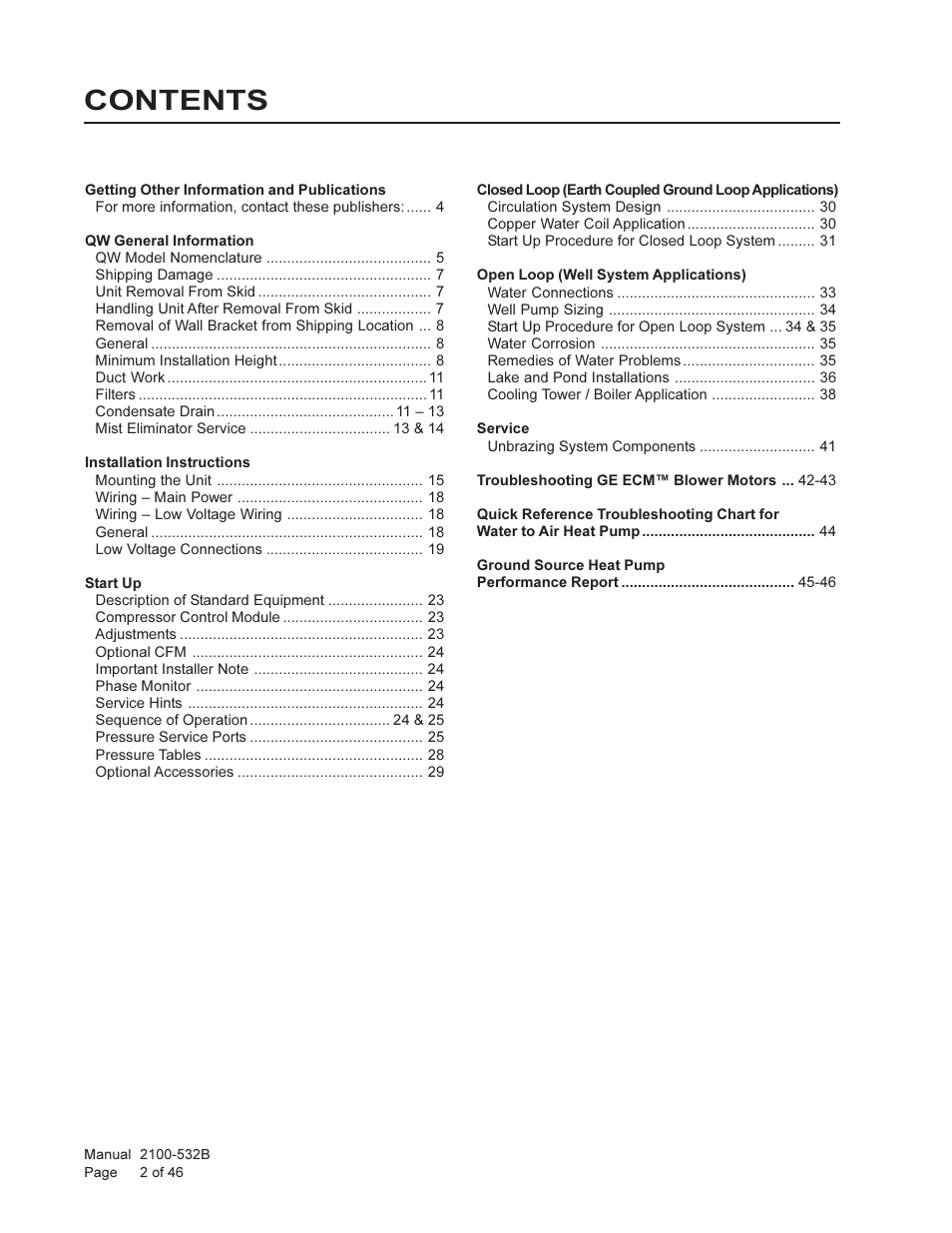 Bard STAGED CAPACITY PACKAGED HEAT PUMP QW5S1 User Manual | Page 2 / 46