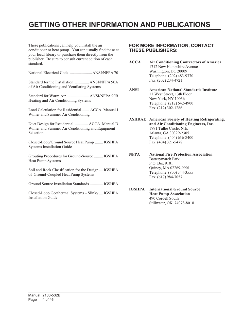 Getting other information and publications | Bard STAGED CAPACITY PACKAGED HEAT PUMP QW5S1 User Manual | Page 4 / 46