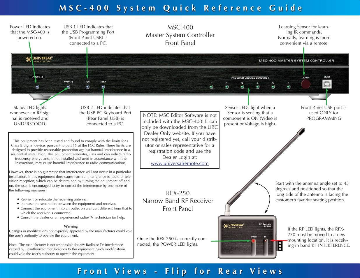 Universal Remote Control (URS) MSC-400 User Manual | 2 pages