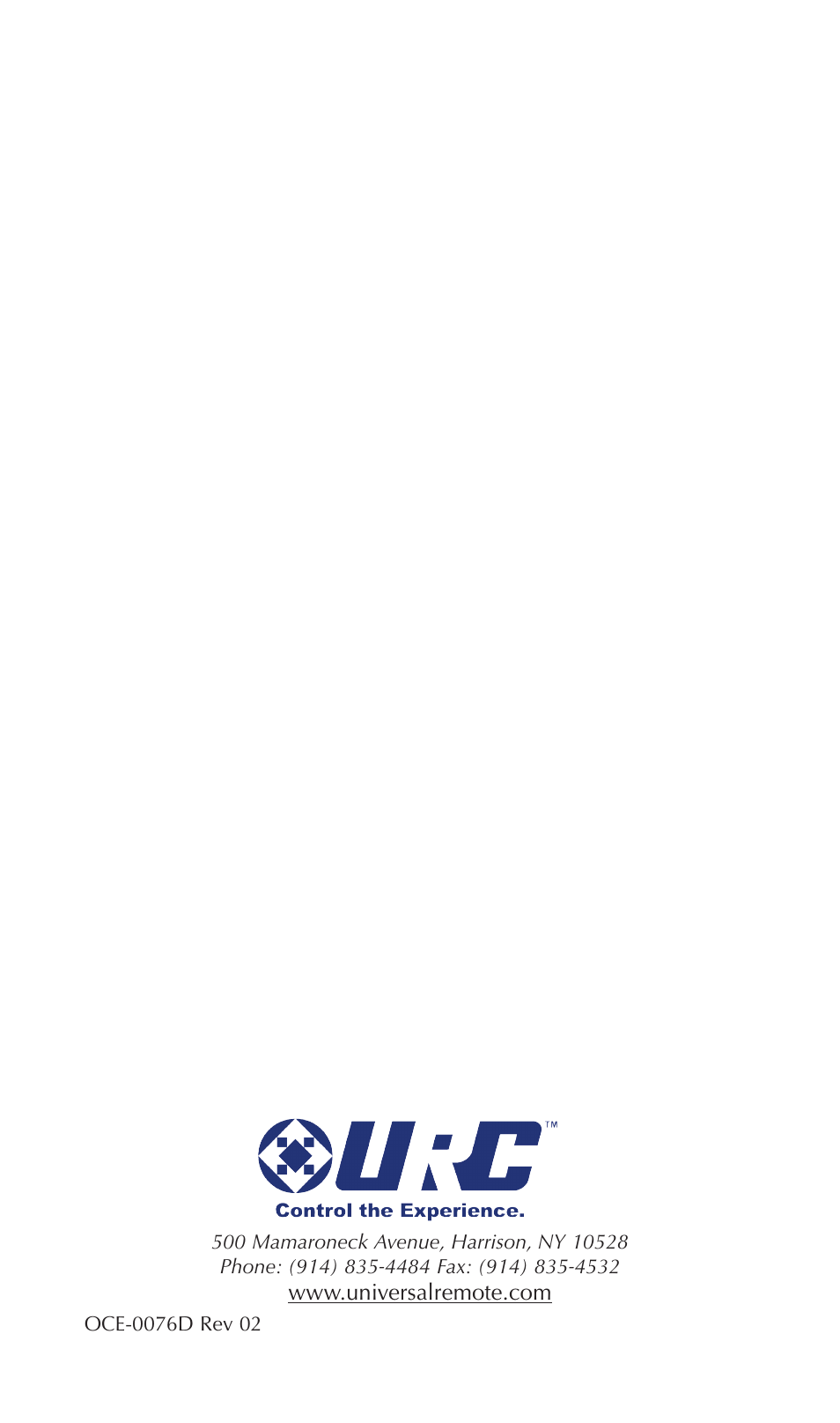 Universal Remote Control (URS) MRX-2 User Manual | Page 20 / 20
