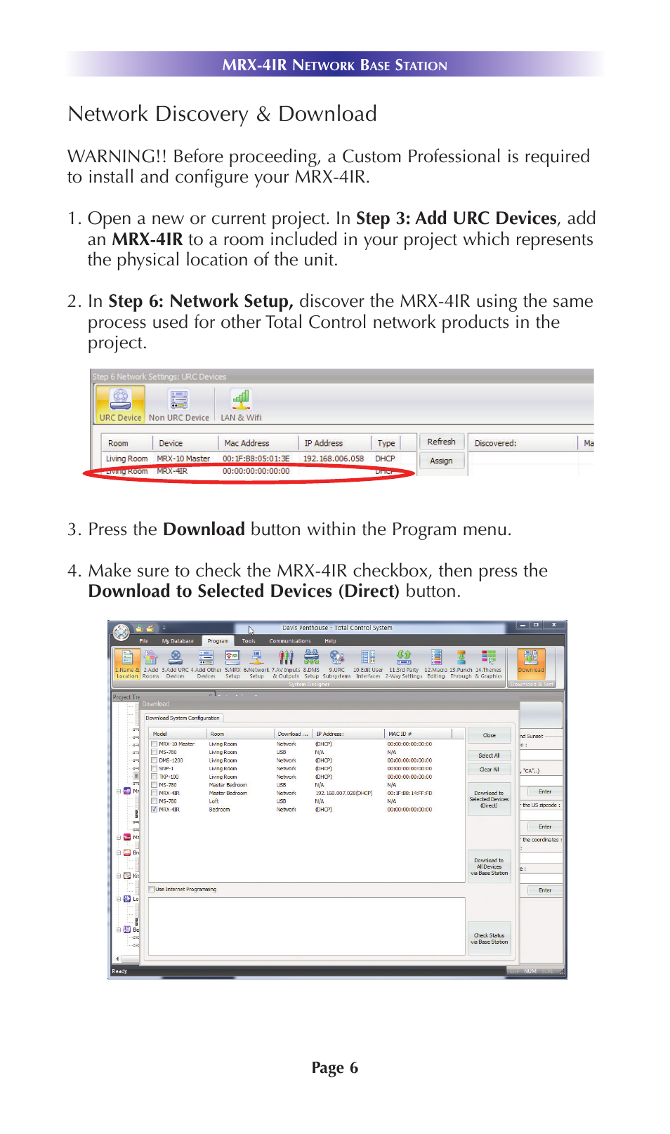 Network discovery & download | Universal Remote Control (URS) MRX-4IR User Manual | Page 9 / 20